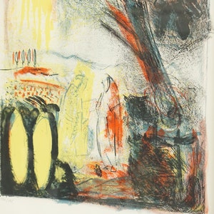 Vintage Erik Levesque Abstract Lithograph Print - Mid Century Modern Wall Art