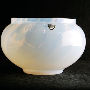 Vintage Orrefors Opaline Glass Bowl: Scandinavian Art Deco Decor
