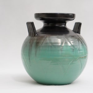 Mid Century Modern Ceramic Flower Vase: Scandinavian Glazed Stoneware
