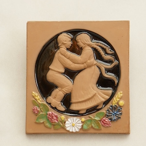 SOLSIG Solveig and Uelzhöfer for Jie Sweden Wall Plaque Tile Mid Century Modern Scandinavian Wall Hanging Plate Stoneware  60s 70 80s