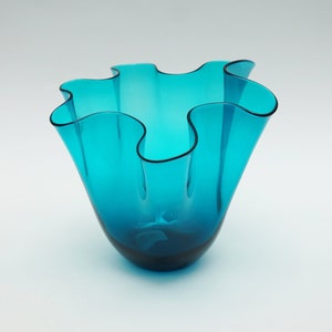 Mid Century Modern Folded Crystal Vase: Scandinavian Art Glass