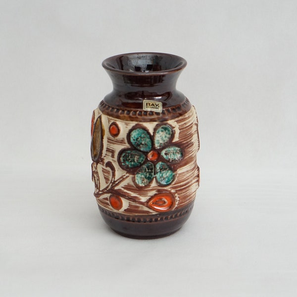 MID CENTURY VASE Bay Keramik Glazed German vintage Modernism Pottery 50s 60s 70s Flower Vase Stand mcm