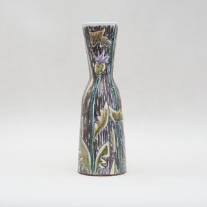 Mid Century Handmade Glazed Ceramic Flower Vase: Swedish Floral Design