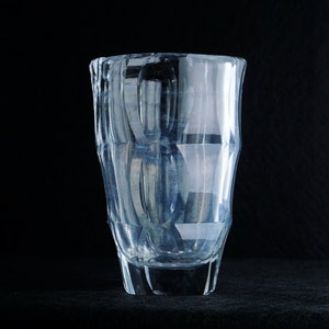 BRUTALIST Orrefors Crystal Vase By SVEN PALMQVIST (1906-1985,S) Pa 2650 Swedish Mid Century Modern 60s 70s Rustical Glass Art Balcony decor