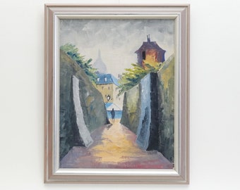 J. Bisgaard Sorensen Oil Painting: Scandinavian Street Scene Art