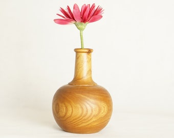チーク材の花瓶：持続可能な手彫り木材（2サイズ） - Etsy 日本