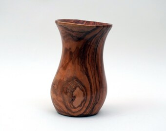 Vintage Walnut Wooden Flower Vase - Swedish Mid-Century Decor