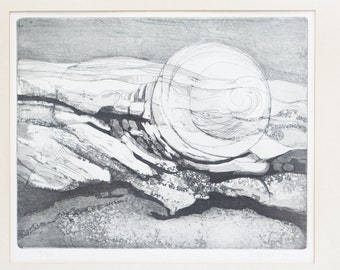 Signed Abstract Etching: Mid-Century Modern Scandinavian Wall Art