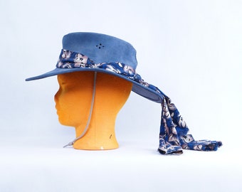 Chapeau vintage Aussie Bush en cuir suédé : style cow-boy country