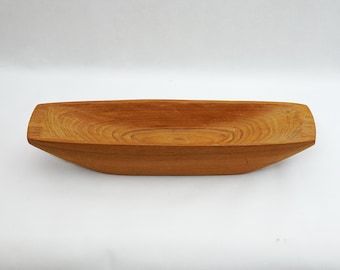 Cuenco de madera hecho a mano de mediados de siglo: decoración de estilo escandinavo (40 x 9 cm)