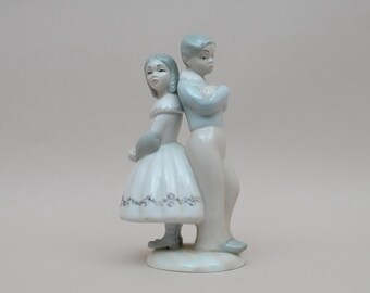 Figura de porcelana Tengra Spain de niño y niña, figura vintage de pareja romántica española, decoración de cerámica estilo Lladró