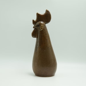 Stengods Ceramic Vase Rooster Scandinavian 70s Handmade Vintage Stoneware Pottery Porcelain Home Decor mcm