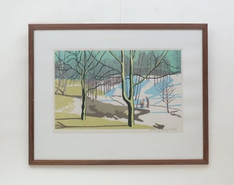 リトグラフ　絵画　アンティーク　ヴィンテージ アンティーク雑貨】リトグラフ 19世紀モードスナップ（ベージュ