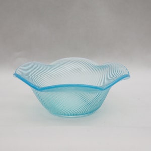 CRYSTAL Blue BOWL talerz na sałatkę owocową Art Deco styl skandynawski lata 70. i 80. wystrój domowego biura