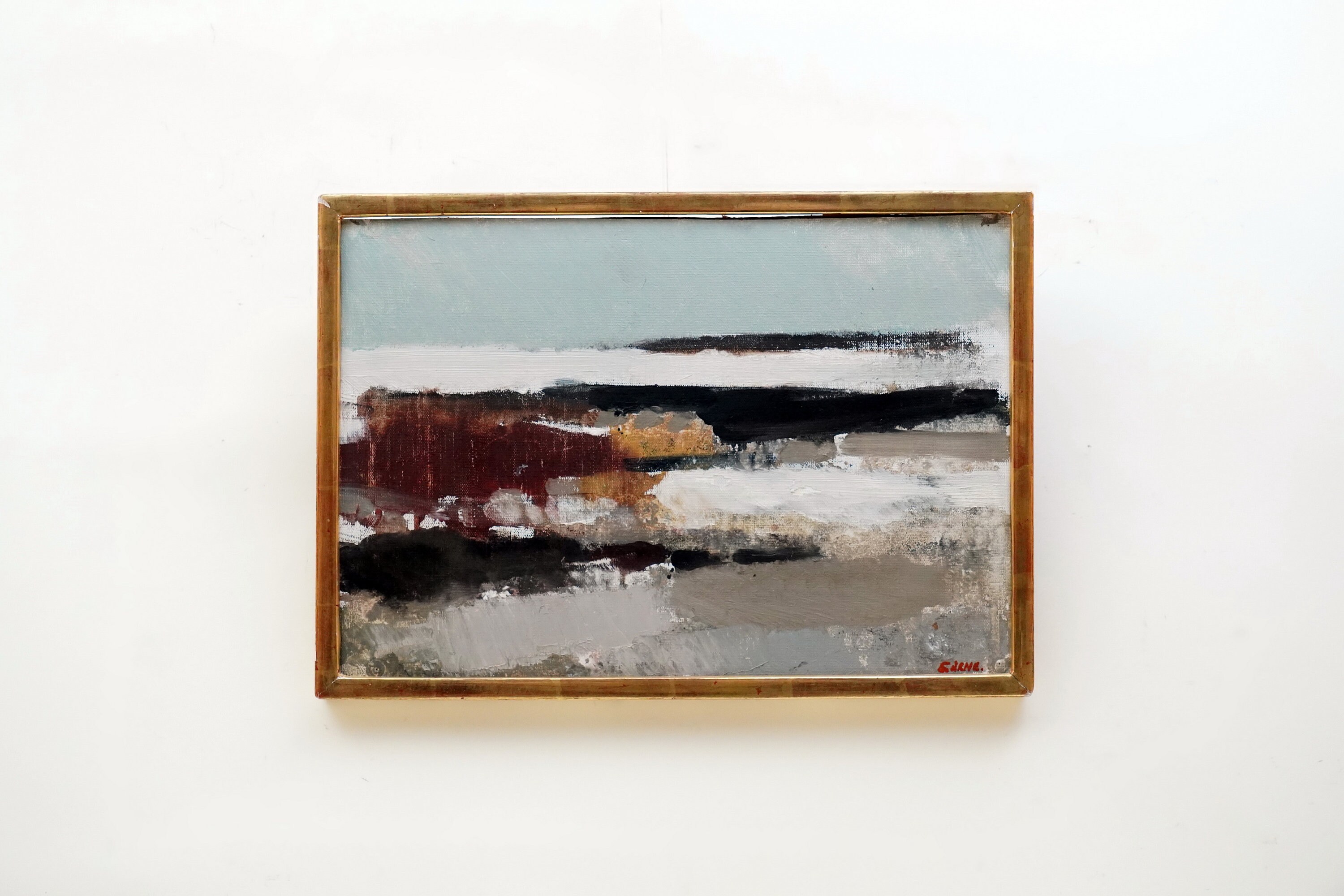 Gustav Arne Coastal Landscape Oil Painting, Signed S.O.RUNDGREN