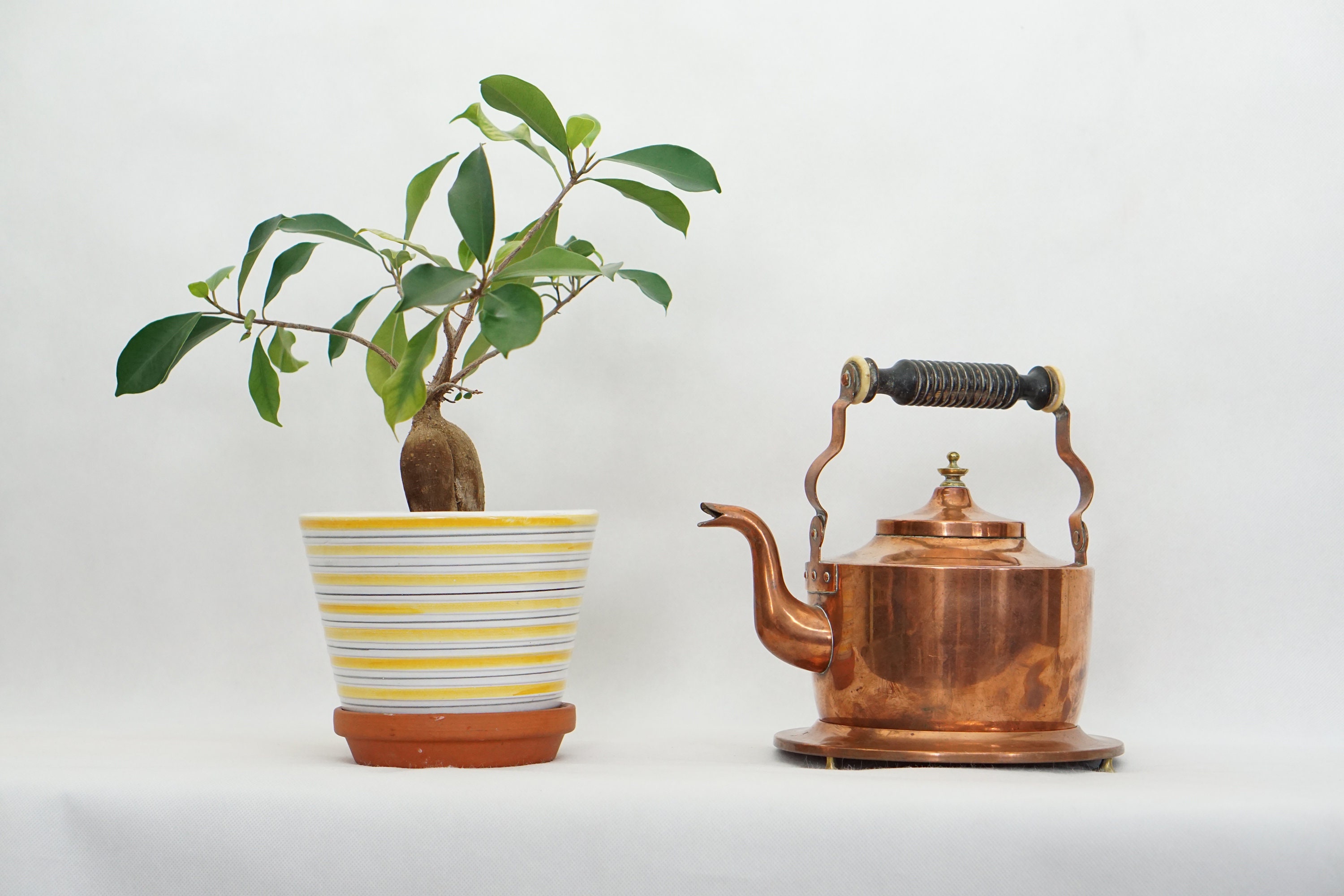 スウェーデン製 ビンテージ銅ポット 木製ハンドル付きヴィンテージ銅ケトル - スウェーデンの素朴な金属製