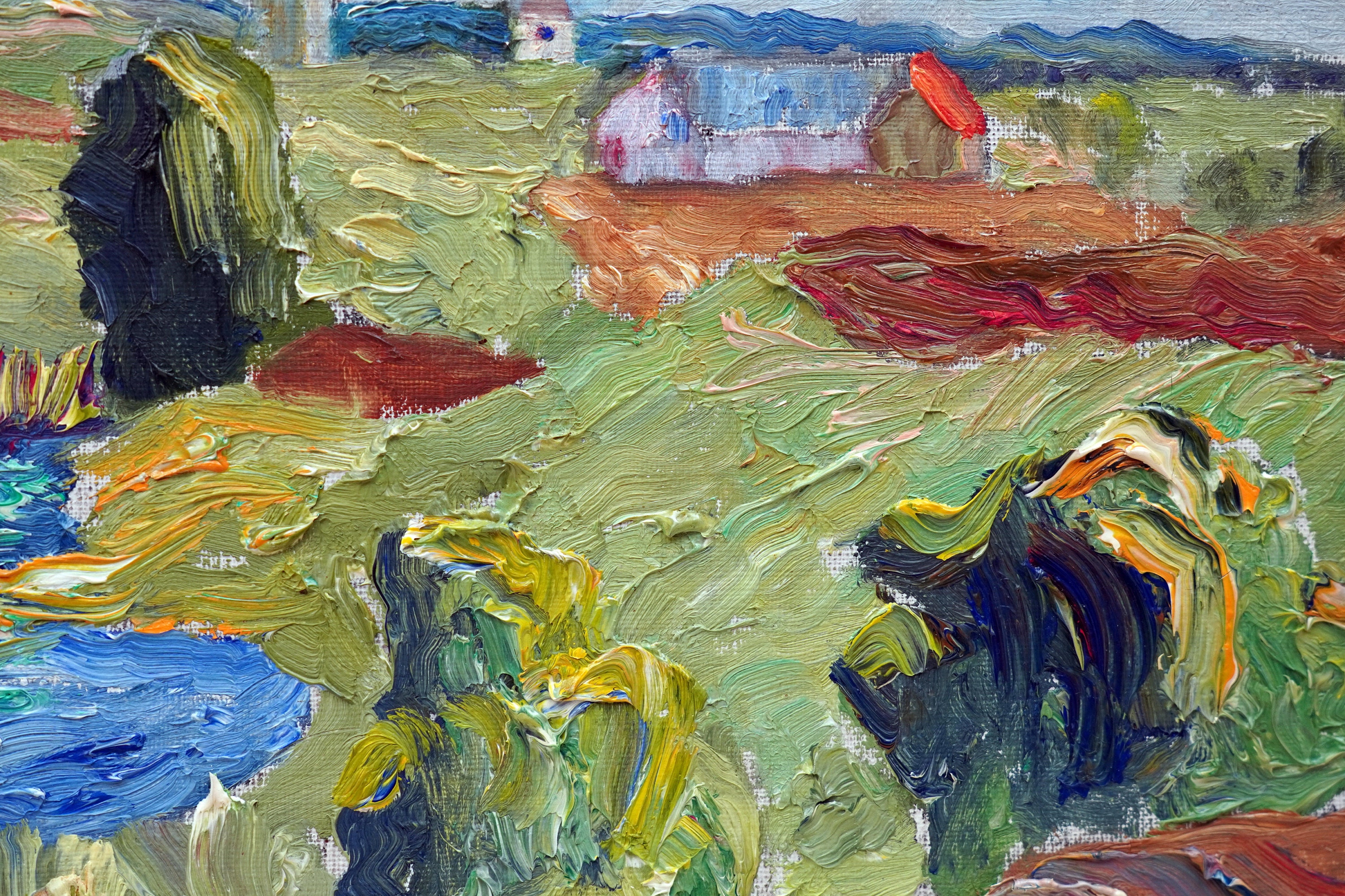 ミッドセンチュリーの油絵：スカンジナビアの風景画（56x45） - Etsy 日本