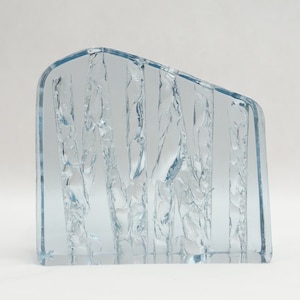Heavy Ice Crystal Glass Sculpture: Scandinavian Paperweight Suncatcher