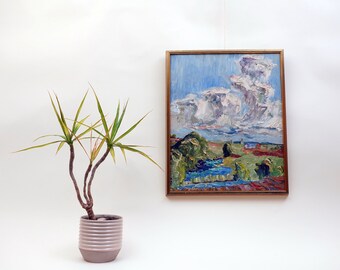 ミッドセンチュリーの油絵：スカンジナビアの風景画（56x45） - Etsy 日本