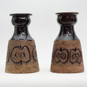 Mid Century Vintage Pair LAHOLM KERAMIK SWEDEN Flower Vases Stand Stoneware Handmade  50S 60S 70S Modernist Scandinavian Rustical Home decor