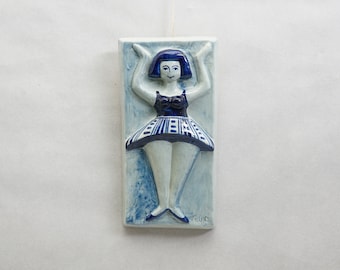 Placa de cerámica para pared de Søholm: Gerd Hiort Petersen, decoración danesa de mediados de siglo