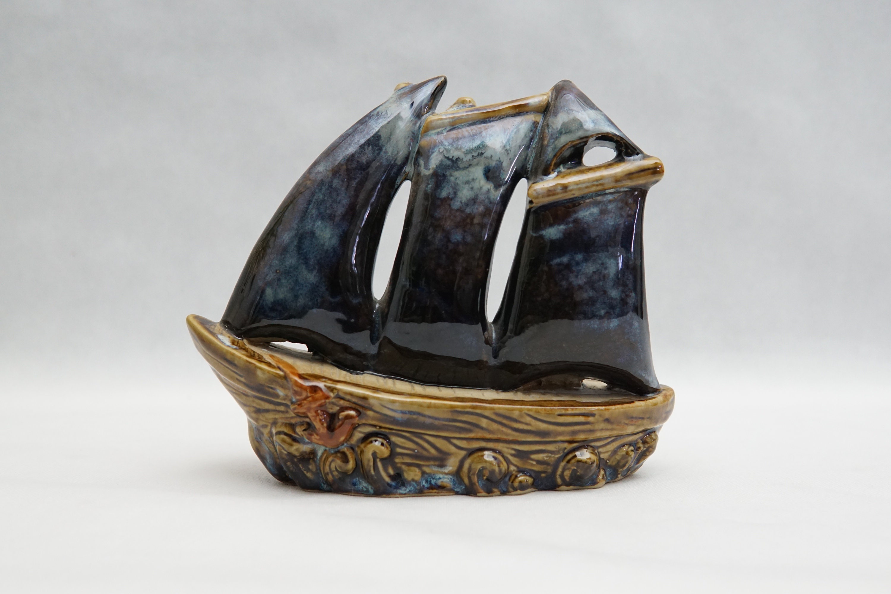 17 X 23 Ceramic HANDMADE SHIP SCULPTURE 50s 60s 70ss Swedish