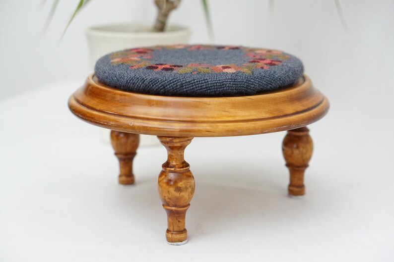 ANTIQUE WOODEN OTTOMAN Vintage Footrest With Scandinavian Etsy