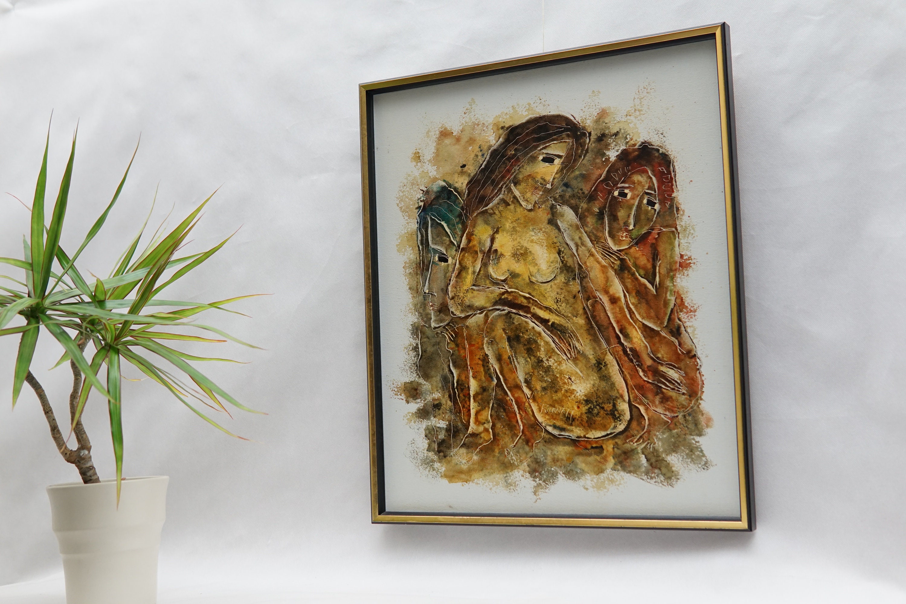Burnett作 油絵 Mid Century Calvin Burnett Oil Painting: 1960s Home Decor Art - Etsy