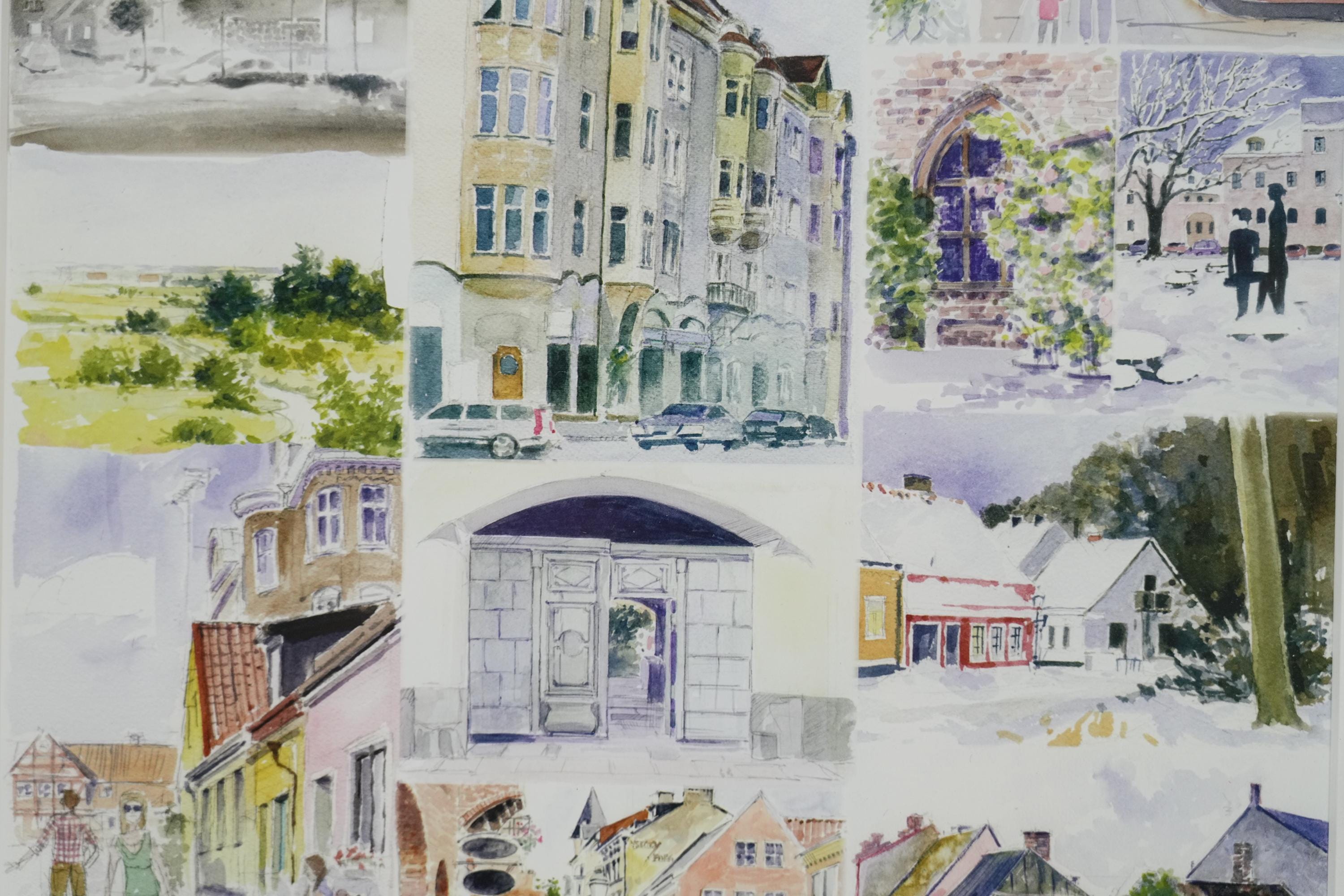 52 x 42 署名入り 2000年代 水彩画 イスタッド スウェーデン 70年代 80