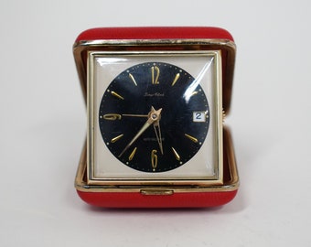 快適グッズ・旅行小物 TOKYO TOKEI Vintage travel ALARM clock Vintage TOKYO TOKEI Travel Table Alarm Clock Red Plastic