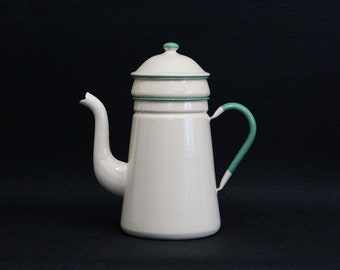 Vintage KOCKUM ENAMELED Metal JUG 2,5 Liter Coffe Tea Soup Pitcher Swedish Mid Century 40s 50s 60s Picnic Camping Bushcraft