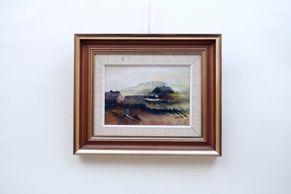 署名入りアルネ・ヨハンソン油絵：スカンジナビアの田園風景、1985年