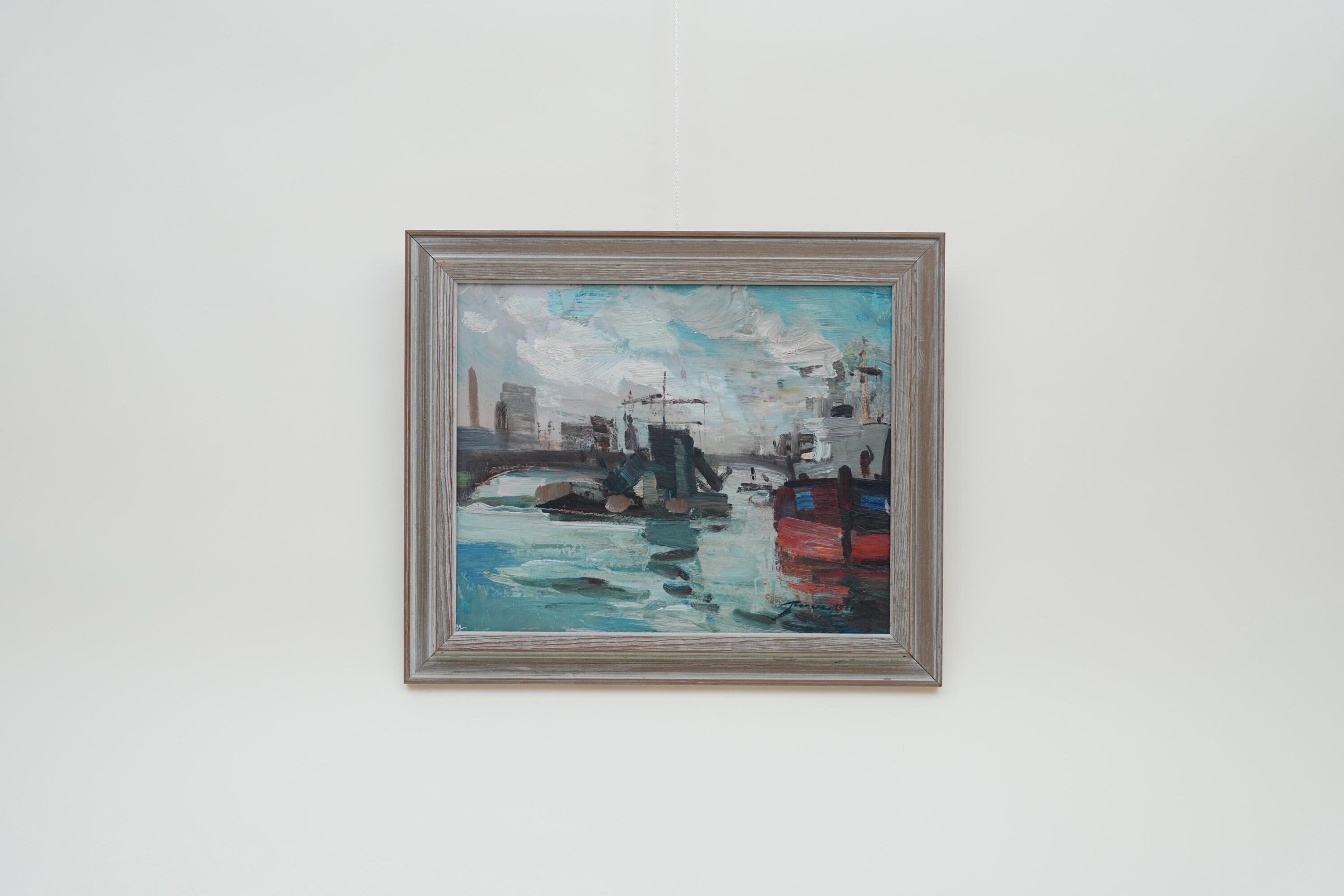 サイン入り油絵：ミッドセンチュリーの海洋沿岸アート（42x50） - Etsy