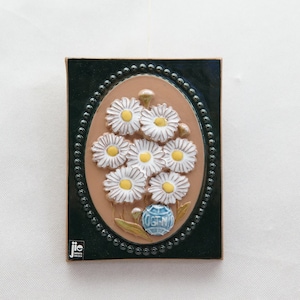 17x13 CERAMIC WALL TILE Jie Gantofta Aimo design Sweden Wall Hanging Plaque Tile Vintage Swedish Handmade Pottery Floral 80s Decor