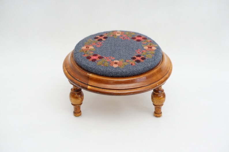 ANTIQUE WOODEN OTTOMAN Vintage Footrest With Scandinavian Etsy