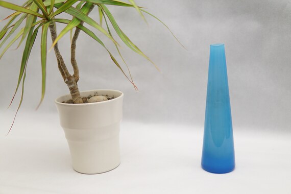 ヴィンテージ ボヘミアンガラス ガラス 花器 ミッドセンチュリー フラワーベース ヴィンテージブルーガラスの花瓶：ミッドセンチュリーモダンボヘミアン