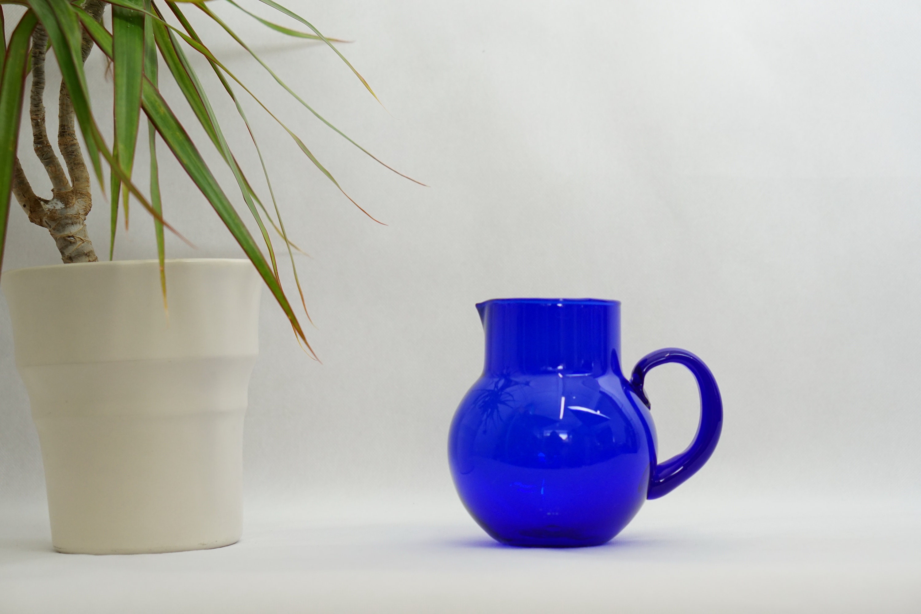 1970s BLUE CRYSTAL Jug Juice Retro Jug Panton Era Flower Stand Etsy