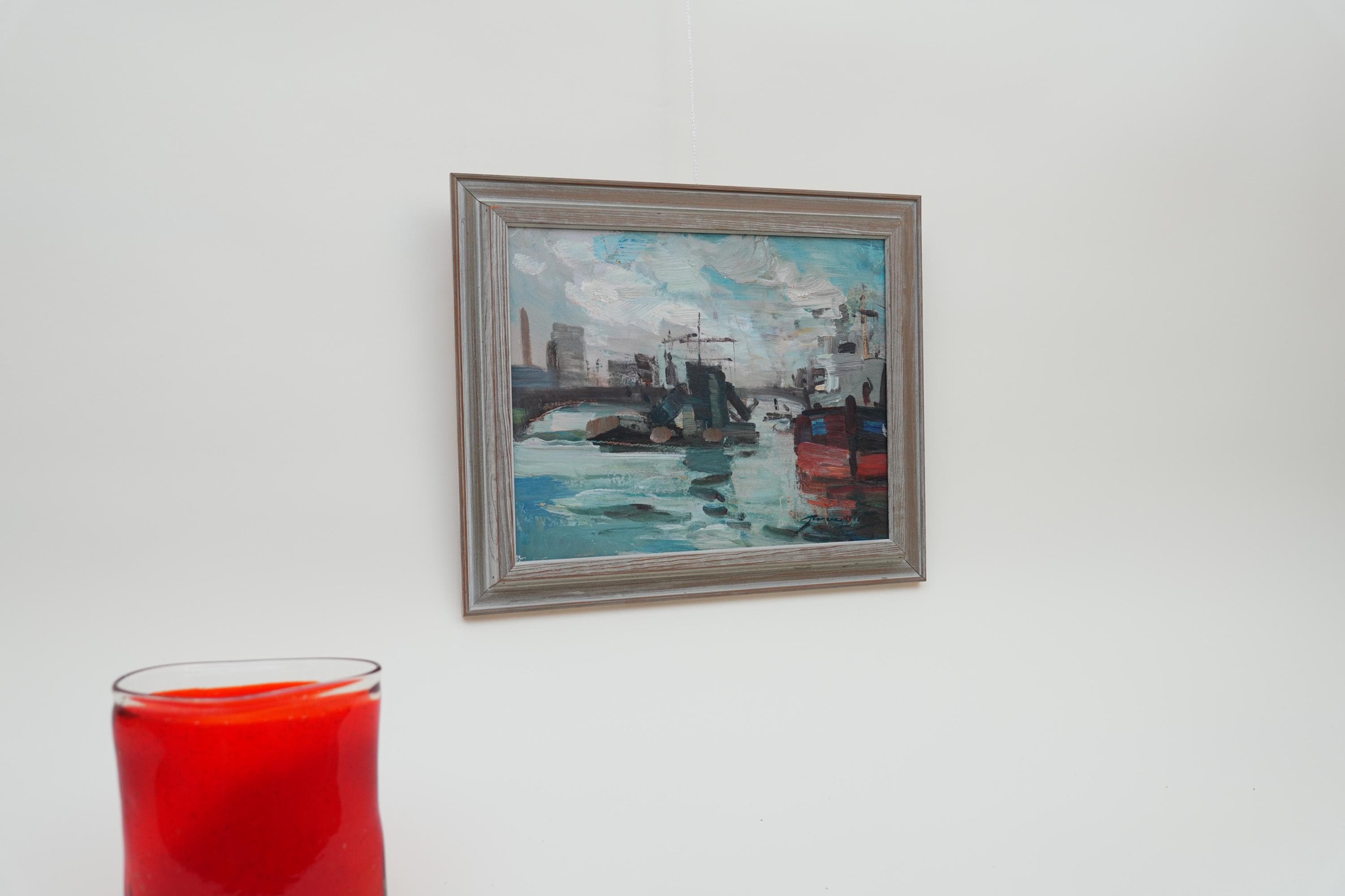 サイン入り油絵：ミッドセンチュリーの海洋沿岸アート（42x50） - Etsy