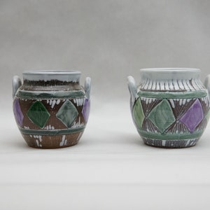 Pair of Laholm Keramik Vintage ceramics pot Sweden 60s Pottery Scandinavian Mid Century Handmade