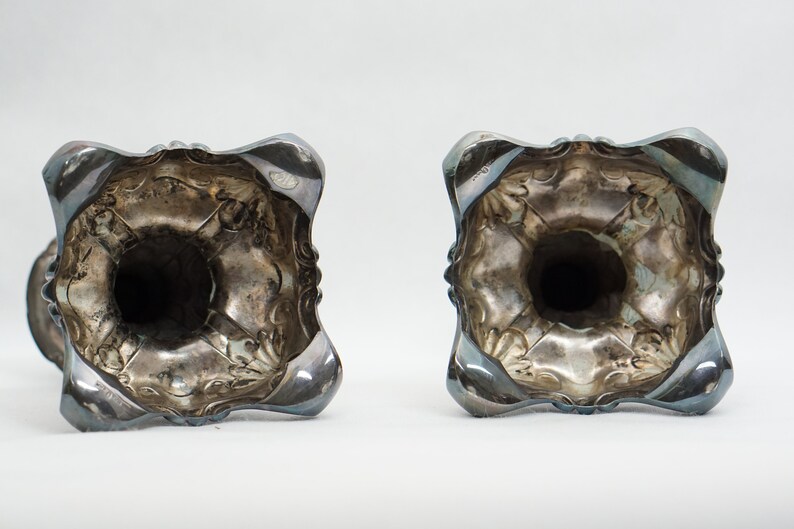 Pair of NEW SILVER CANDLESTICKS Antique Candle holders Gab Ns Alp Swedish 20s 30s 40s Candlestick McM