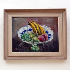 48 x 59 Vintage 1960s Signed OIL ON BOARD Painting Still Life Motif 70s 80s Scandinavian Art