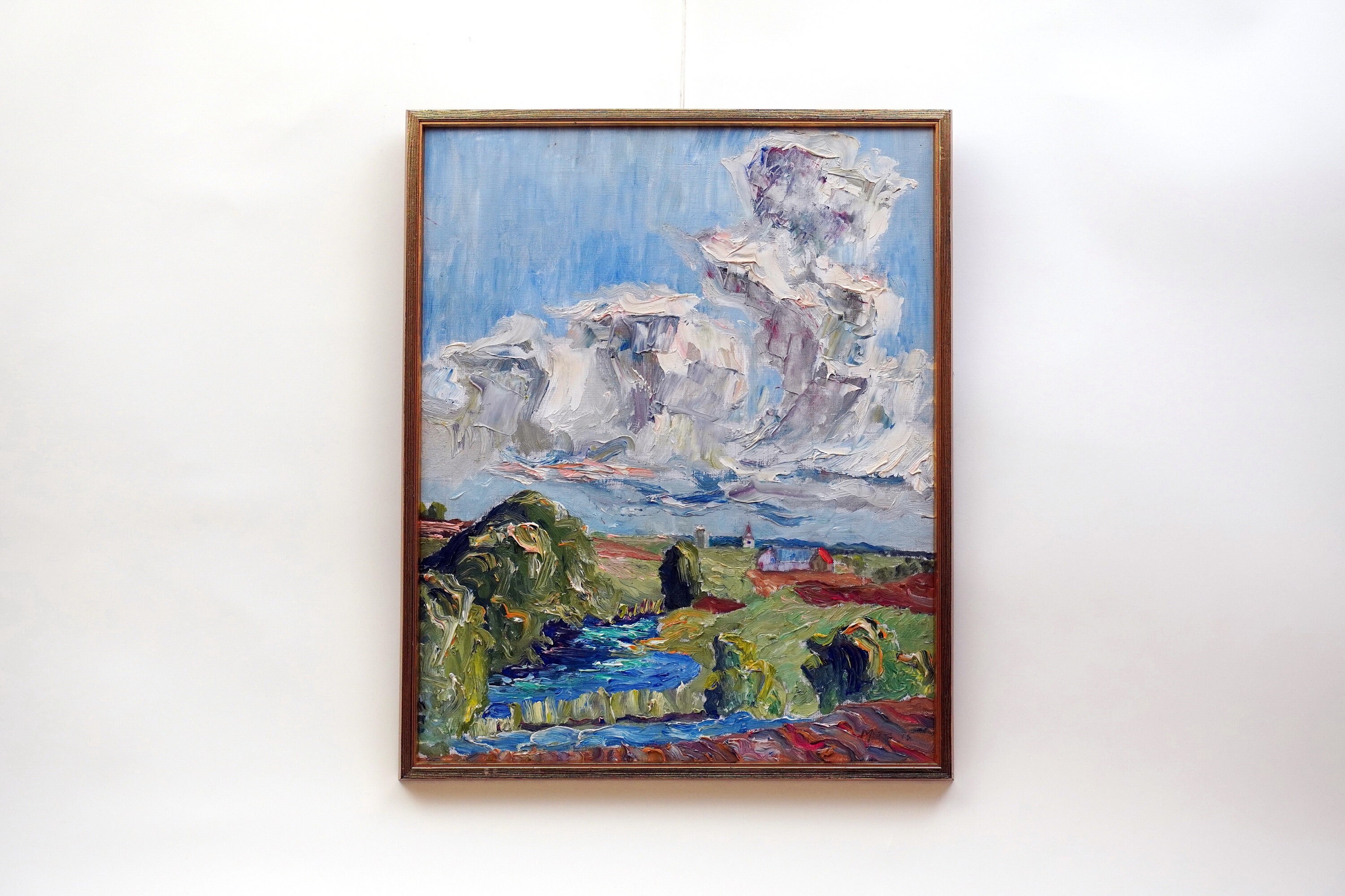 ミッドセンチュリーの油絵：スカンジナビアの風景画（56x45） - Etsy 日本