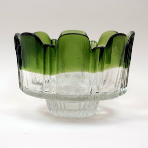 Vintage 1970s Pressed Glass Bowl: Scandinavian Mid Century Decor (16 x 21)