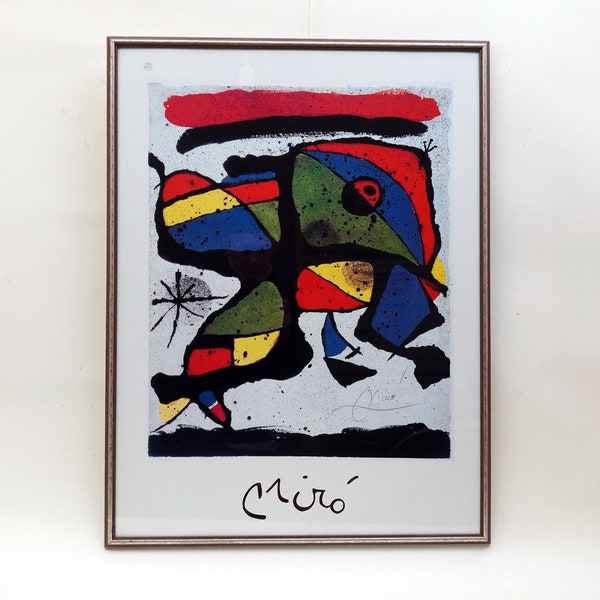 84 x 63 Vintage DIGITAL PRINT Miro Wall Graphic Framed  60s 70s 80s Art