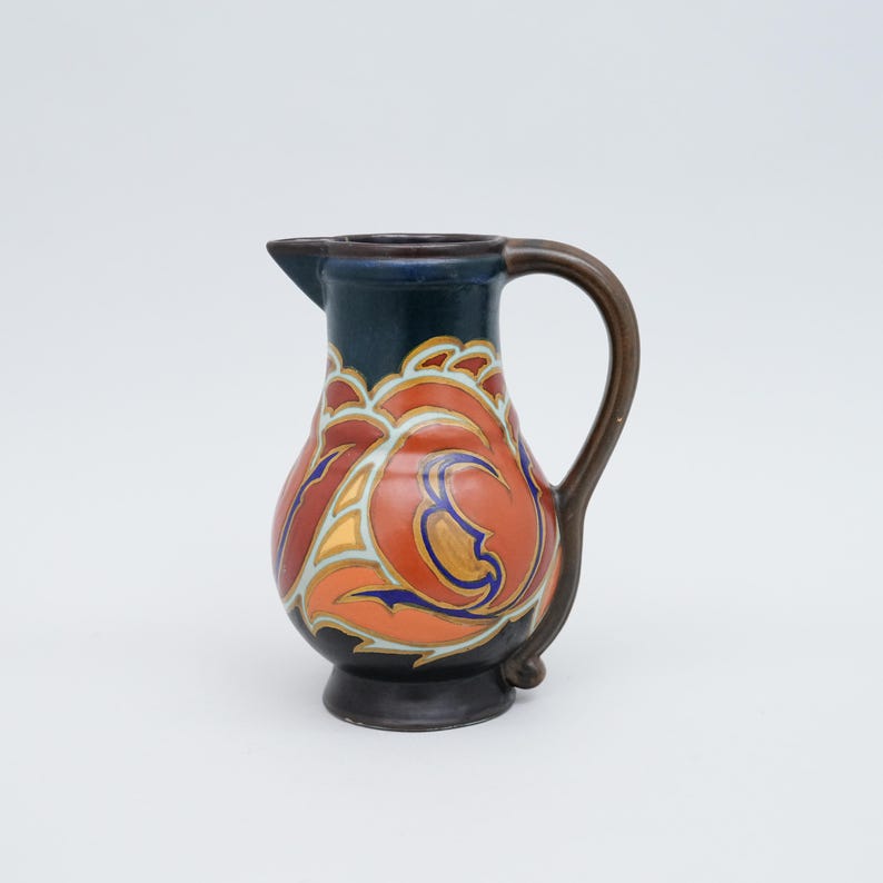 Gouda Plazuid Verat Art Deco Ceramic Pitcher Hand Painted Dutch Pottery ...