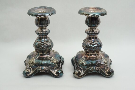 Pair of NEW SILVER CANDLESTICKS Antique Candle holders Gab Ns Alp Swedish 20s 30s 40s Candlestick McM