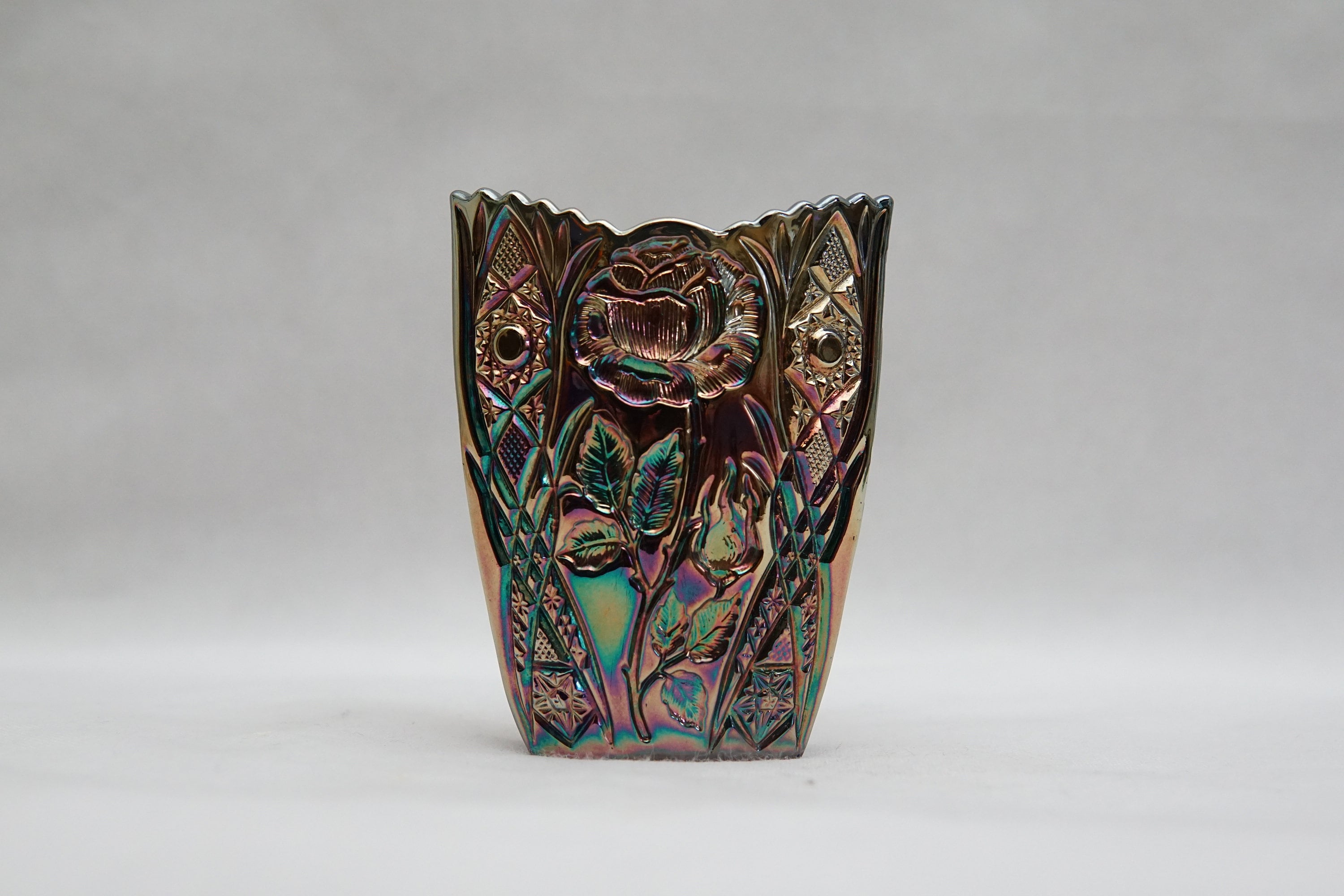 Brockwitz Germany Rose Garden Blue Vase