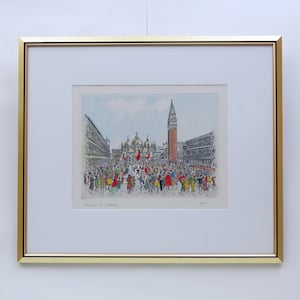 48 x 58  Vintage 60&#39; LITHOGRAPHY Mid Century Art  50s 60s  Scandinavian Wall Print Art