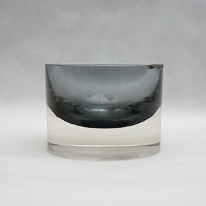TRANSPARENT-black  Vintage GLASS ASHTRAY / Thick Glass Bowl, Ashtray / Vintage Interior Decoration