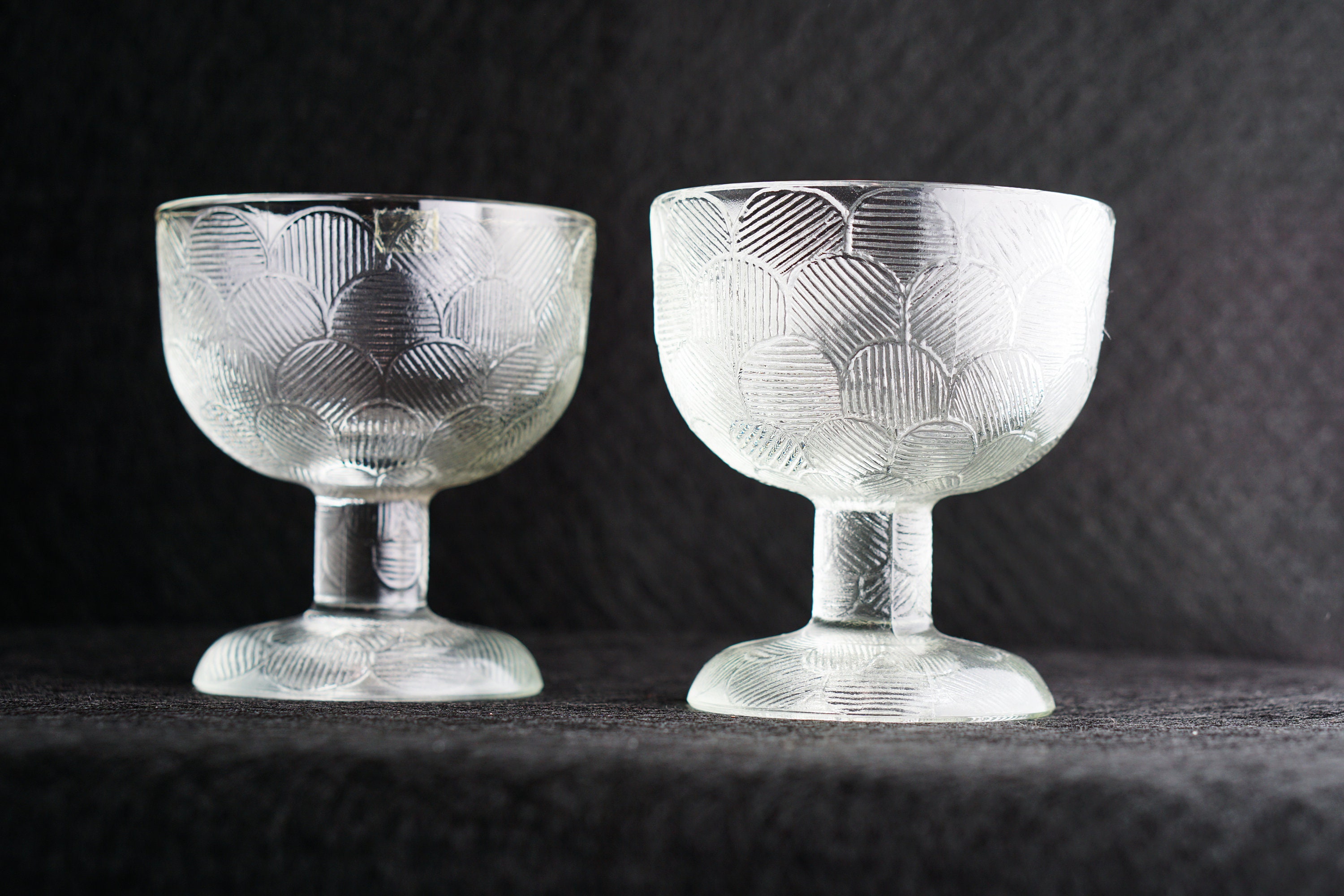 Pair of Vintage ARABIA FINLAND Small Bowls Scandinavian Fruit Bowl Cake Stand Glass Leaves Motiv Handmade 50S 60S 50ER 60ER